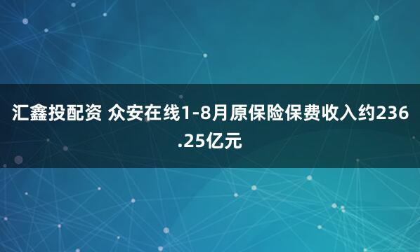 汇鑫投配资 众安在线1-8月原保险保费收入约236.25亿元